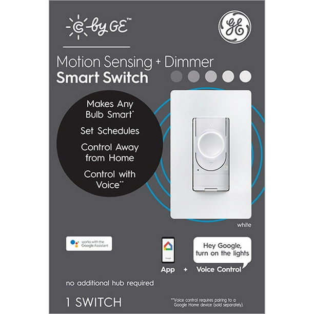 Bluetooth/Wi-Fi Light Switch C by GE 4-Wire On/Off Button Style Smart Switch Alexa and Google Home Compatible Without Hub Packaging May Vary Single-Pole/3-Way Smart Switch 1-Pack 
